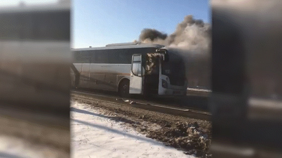 Водитель автобуса потушил в одиночку возгоревшийся транспорт в Пушкино
