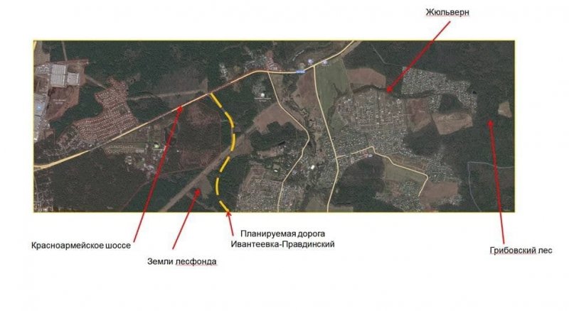 Дорога «Ивантеевка-Правдинский» не затронет территорию «Грибовского леса»