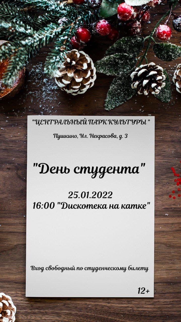 Дискотека в честь Дня студента пройдёт на катке в Пушкинском парке