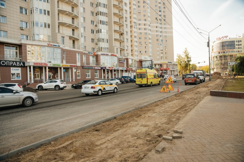 На улице Чехова в Пушкино продолжаются ремонтные работы