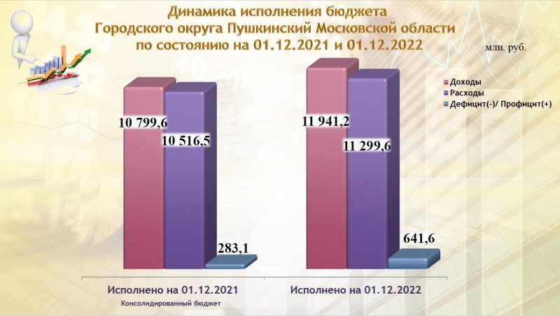 Информация об исполнении бюджета Городского округа Пушкинский по состоянию на 1 декабря 2022 года