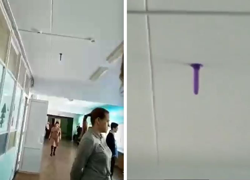 В Красногорске ученики повесили на потолок в коридоре школы резиновый фаллос: видео