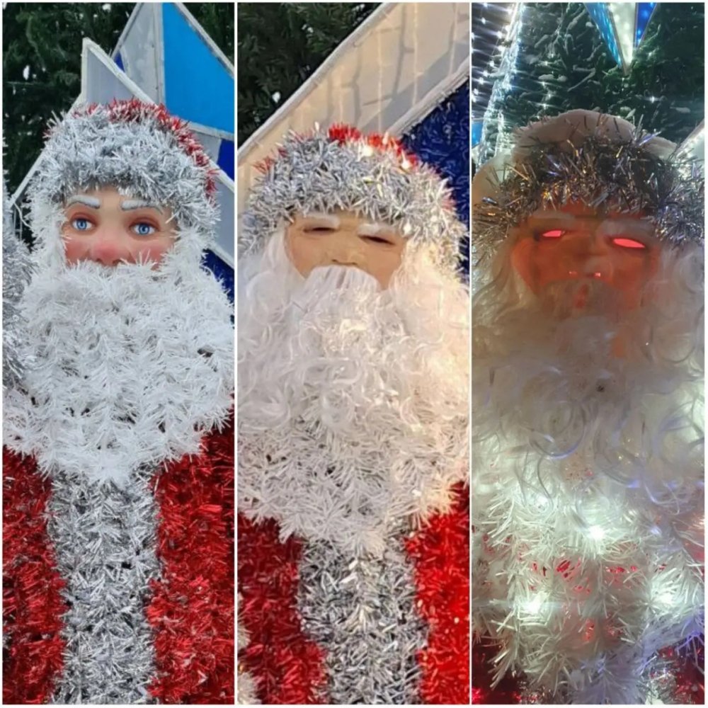 "Страшно, вырубай!": в Мытищах установили Деда Мороза и Снегурочку с горящими глазами