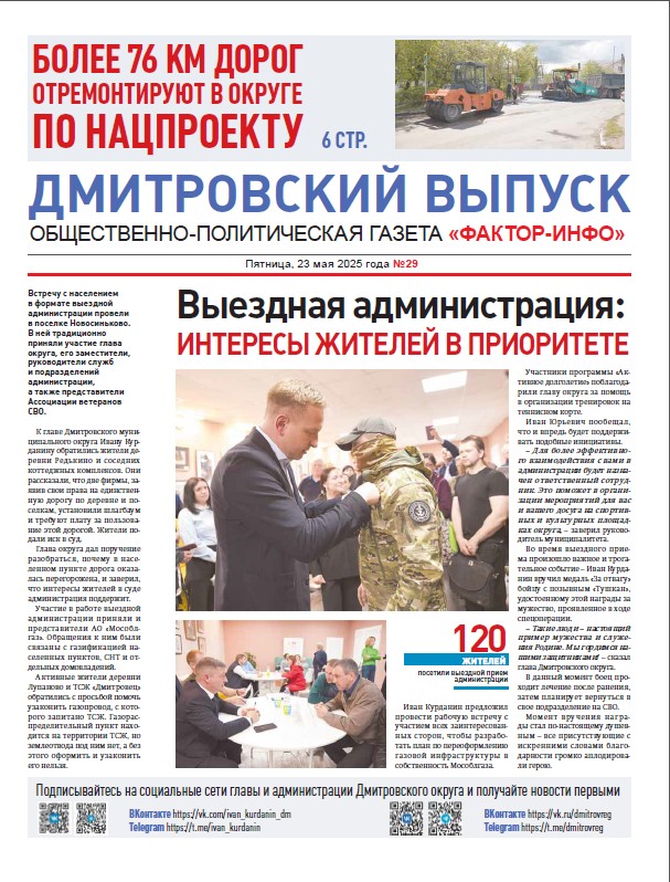 Фактор-Инфо (Дмитровский выпуск) №29 от 23.05.2025
