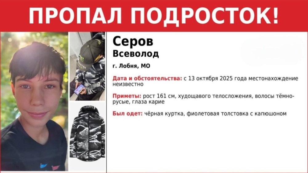 14,летний подросток из Лобни, пропавший две недели назад, погиб