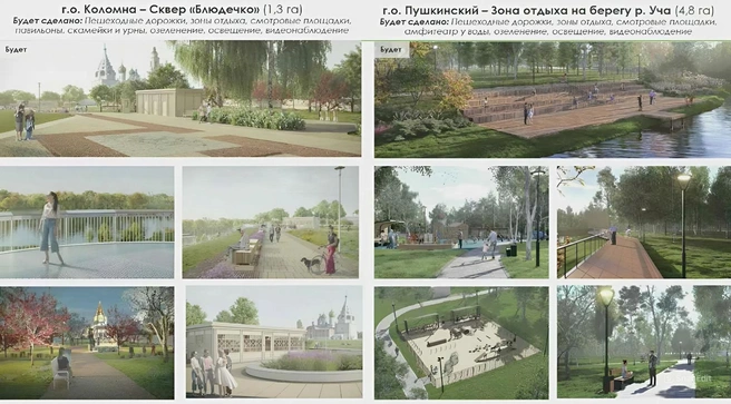 В 2026 году в Подмосковье благоустроят 77 пространств