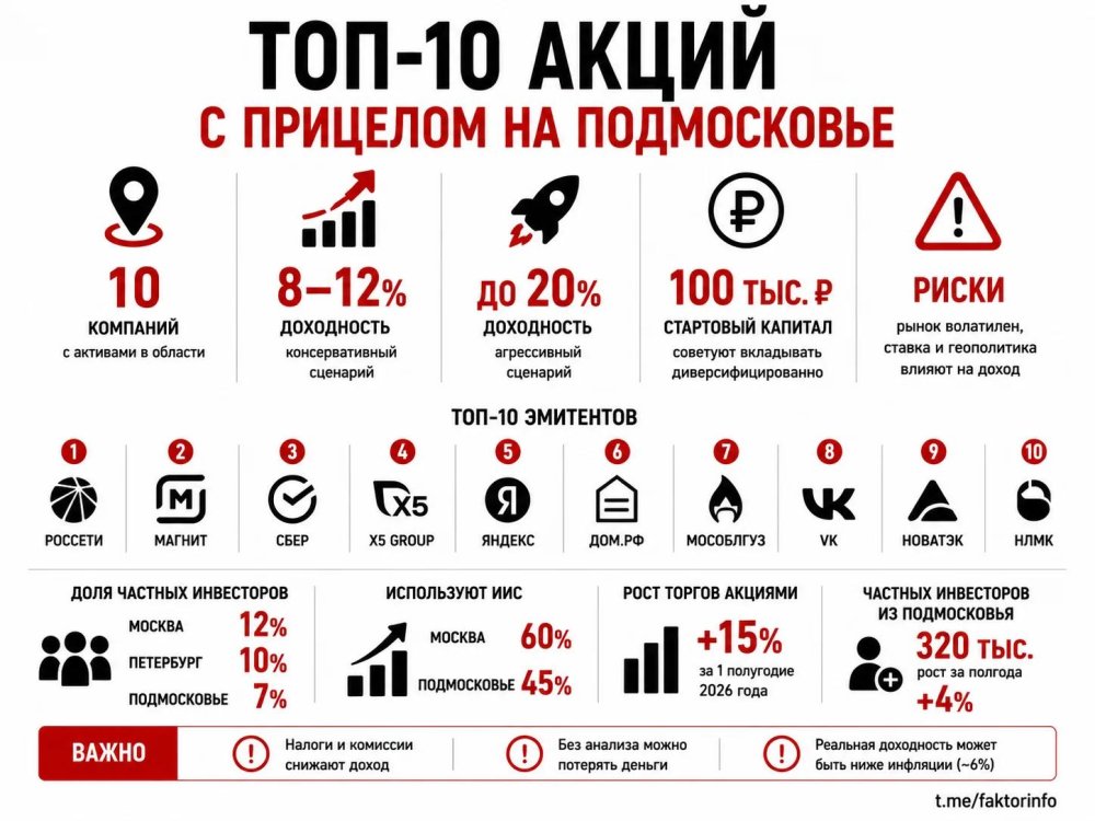 Топ-10 акций с прицелом на Подмосковье: доход до 20%, но риски реальны