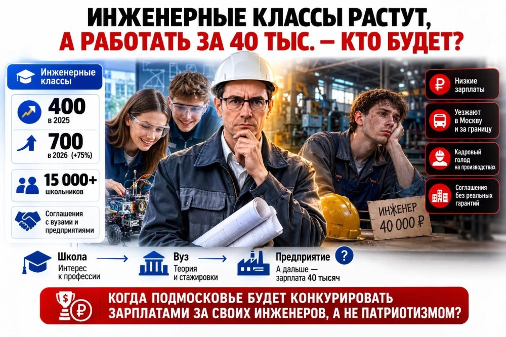 Инженерные классы открывают, а где инженеры, которые захотят там работать за 40 тысяч?