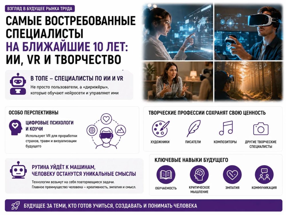 HR-эксперт назвала самых востребованных специалистов на ближайшие 10 лет: ИИ, VR и творчество
